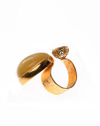 Кольцо серебряное с янтарем и топазом «Дина»