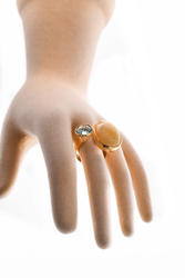 Кольцо серебряное с янтарем и топазом «Сантина»
