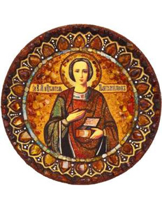 Святой Пантелеймон - оберег из янтаря
