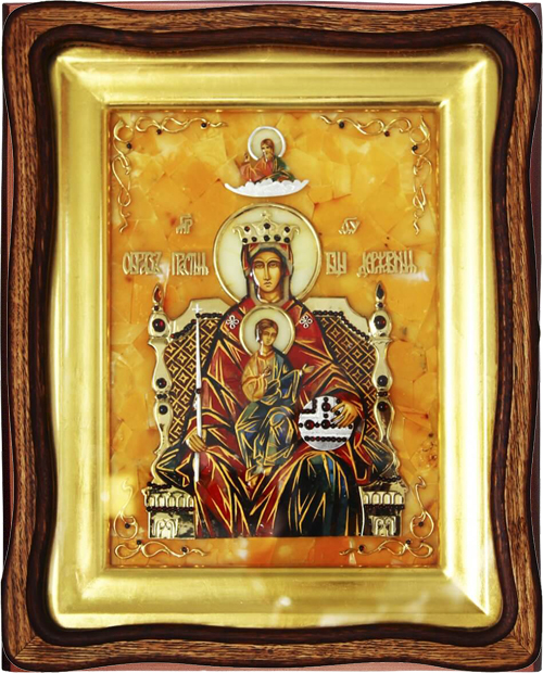 Ікона Божої Матері «Державна» з бурштину