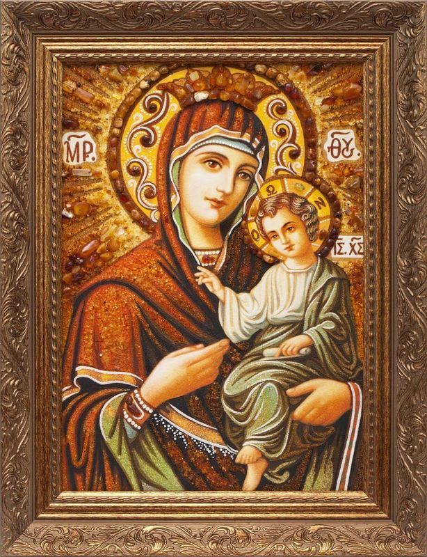 Икона из янтаря Иверская Богородица