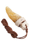 Amulet pendant made of deer horn and amber “Wolf Fang”