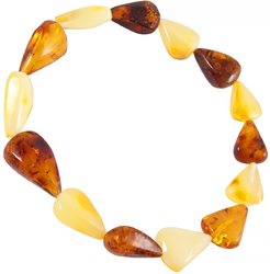 Bracelet with multi-colored teardrop-shaped amber stones