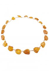 Beads-string made of honey-colored amber stones