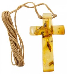 Amber cross on a wax cord