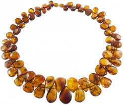 Bead necklace made of amber droplets