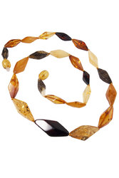 Beads made of multi-colored faceted amber stones