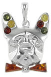 Silver pendant with amber “Dog”