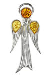 Брошь из серебра и янтаря «Ангел»