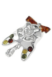 Silver pendant with amber “Dog”