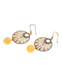 Silver earrings with amber and cubic zirconia "Maura"