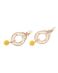 Silver earrings with amber and gilding "Brando"