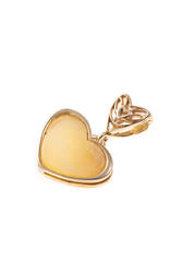 Серебряный кулон с янтарем в позолоте «Сердце»