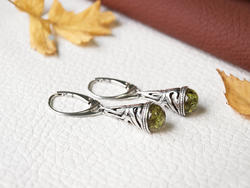 Silver earrings with amber “Annette”