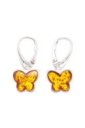 Earrings with amber and silver “Butterflies”