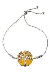 Silver bracelet with amber “Tree of Life”