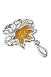 Серебряный кулон с янтарем «Водяная лилия»