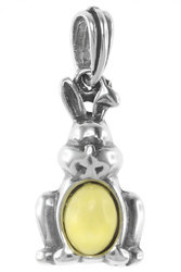 Кулон из серебра со светлым янтарем «Зайчик»