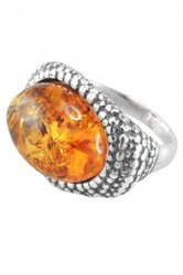 Ring with amber in a frame of blackened silver “Luchezaria”