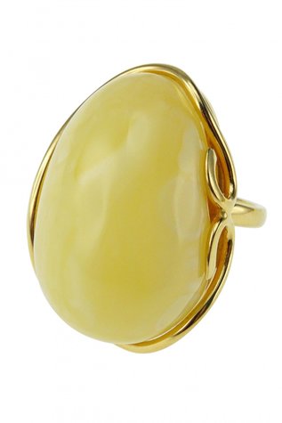 Серебряное кольцо с янтарем в позолоте «Оана»