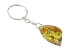 Amber keychain with figured stone