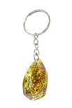 Amber keychain with figured stone