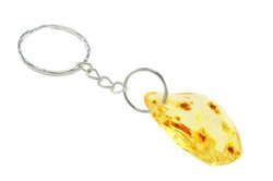 Keychain with translucent amber stone