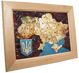 Map of Ukraine with a mosaic of amber plates