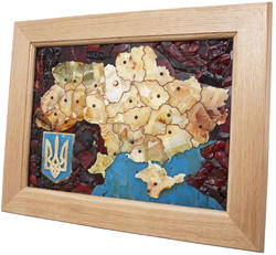 Map of Ukraine with a mosaic of amber plates