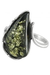 Кольцо из зеленого янтаря