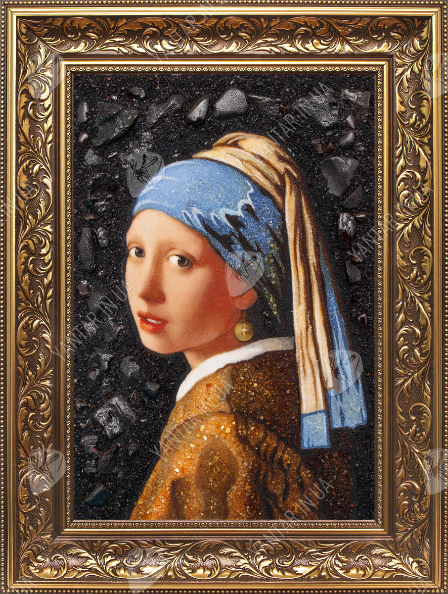 Янтарная картина Яна Вермеера - Девушка с жемчужной серёжкой