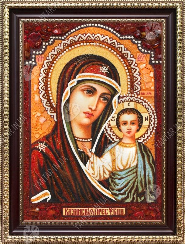 Икона Божией Матери из янтаря