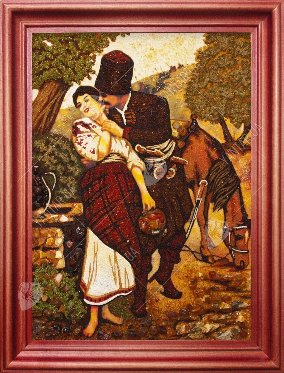 Панно «Козак і дівчина біля криниці»