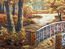 Пейзаж «Мост в осеннем парке»