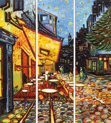 Volumetric triptych “Terrace of the night cafe in Arles” (Vincent van Gogh)