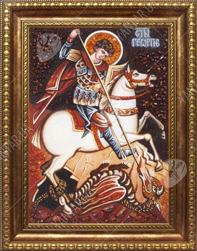 Купить икону из янтаря - Великомученик Георгий Победоносец Скидка 5% на  иконы из натуральных камней на сайте Yantar.ua