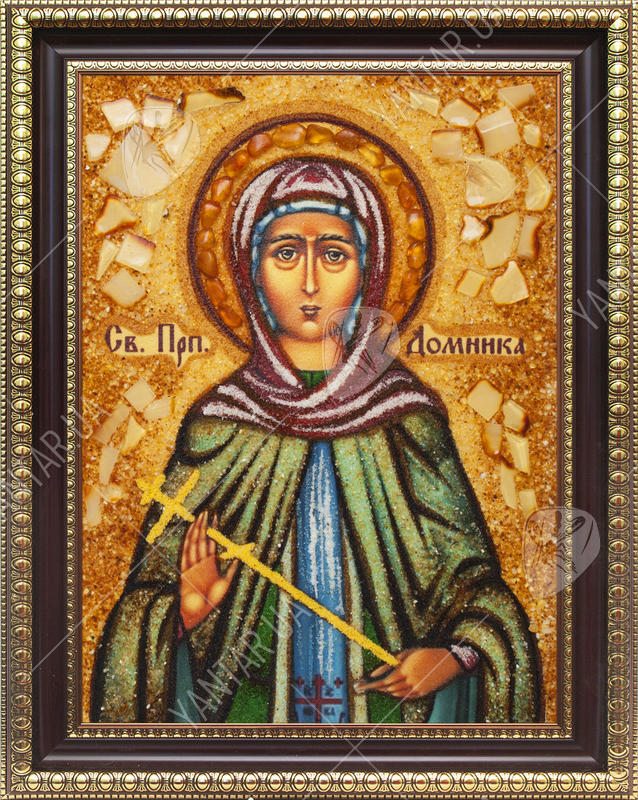 Святая Преподобная Домника, Купить именную икону из янтаря в Украине