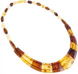 Beads made of figured multi-colored amber stones