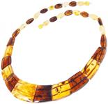 Beads made of figured multi-colored amber stones