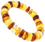 Bracelet made of multi-colored amber donut stones