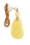 Pendant with polished stone and amber ball