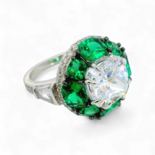 Artificial Emerald and Diamond Ring