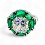 Artificial Emerald and Diamond Ring