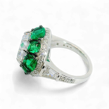 Artificial Emerald and Diamond Ring