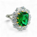 Artificial Emerald and Diamond Ring