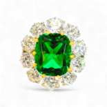 Artificial Emerald and Diamond Ring
