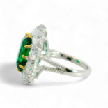 Artificial Emerald and Diamond Ring
