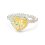 Heart-Shaped artificial Yellow Diamond Ring