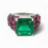 Green and Pink Gemstone Ring