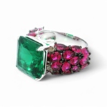 Green and Pink Gemstone Ring